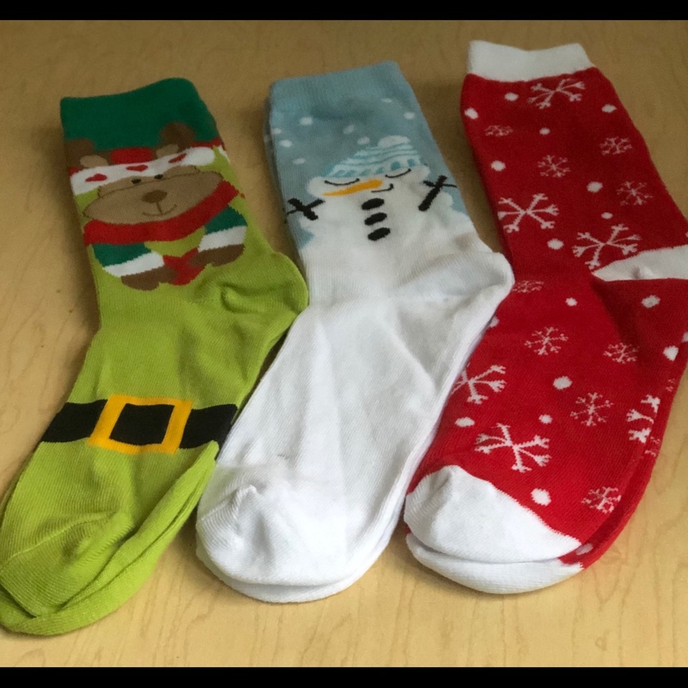 Set of three holiday socks